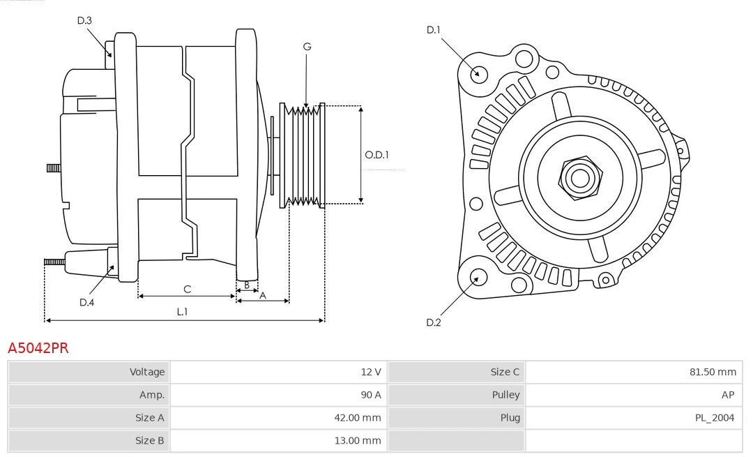Alternator Remanufactured AS-PL A5042PR