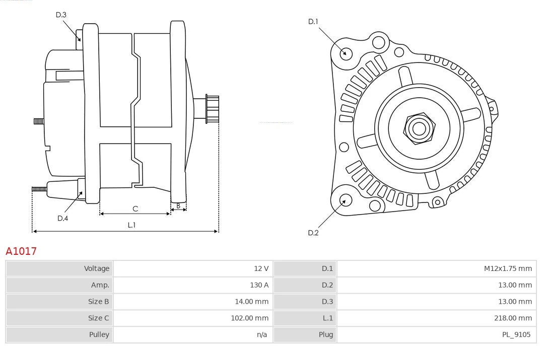 Alternator Brand new AS-PL A1017