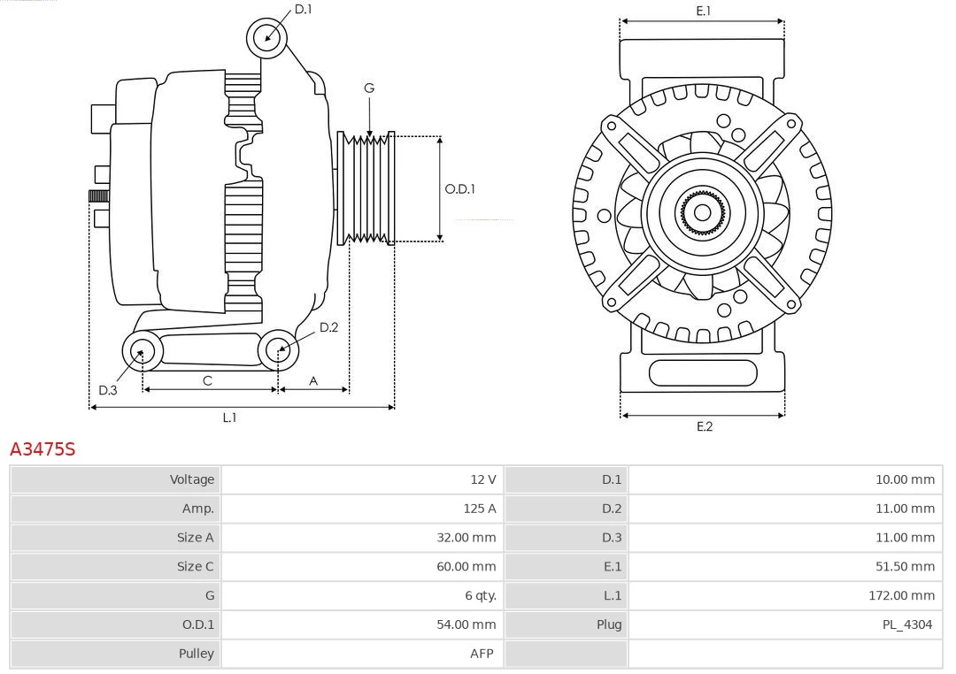 AS-PL A3475S Alternator