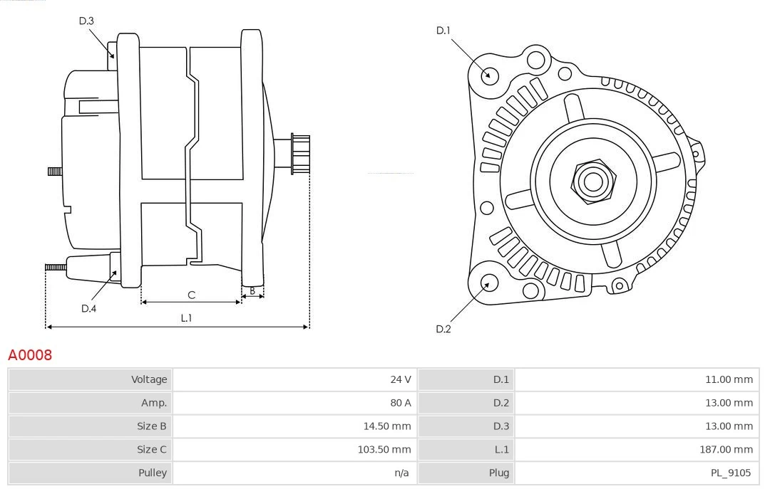 AS-PL A0008 Alternator