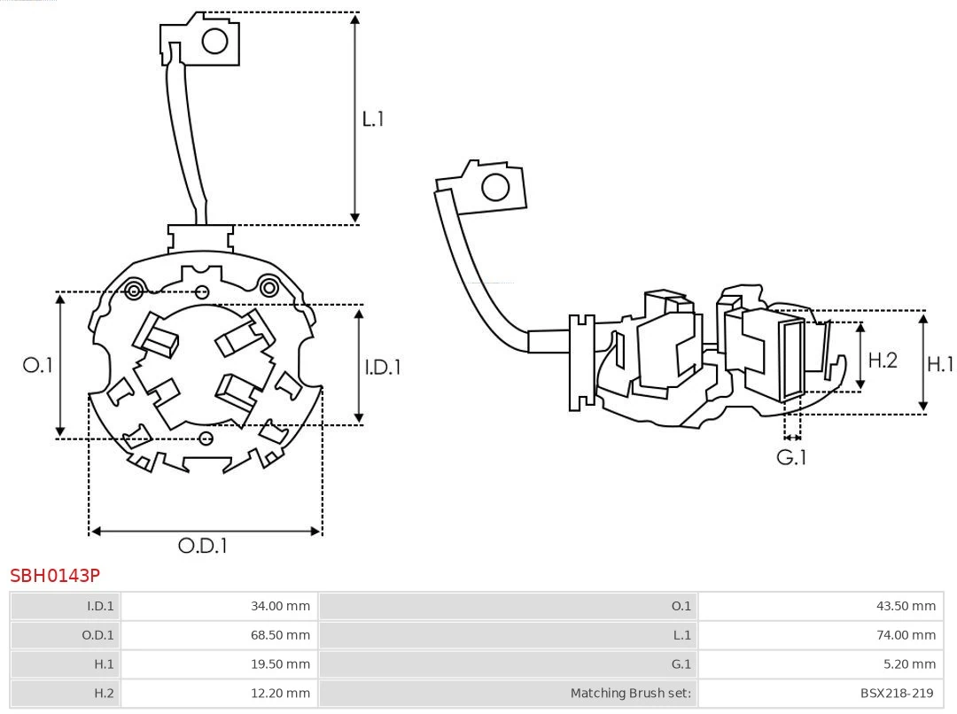AS-PL SBH0143P Holder, carbon brushes