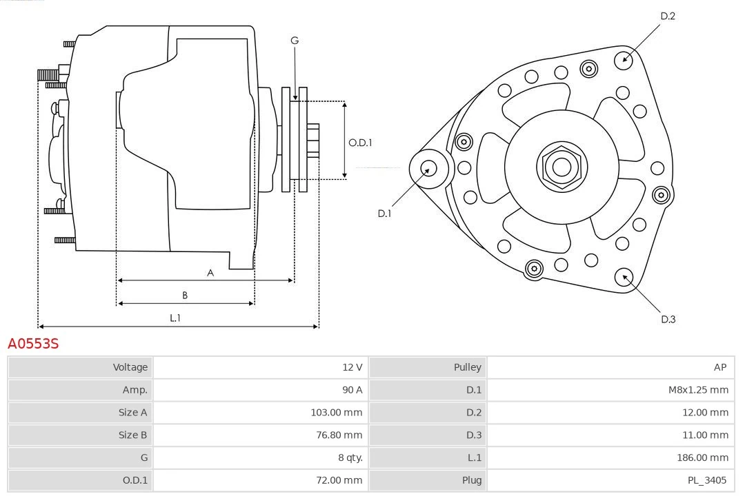 AS-PL A0553S Alternator