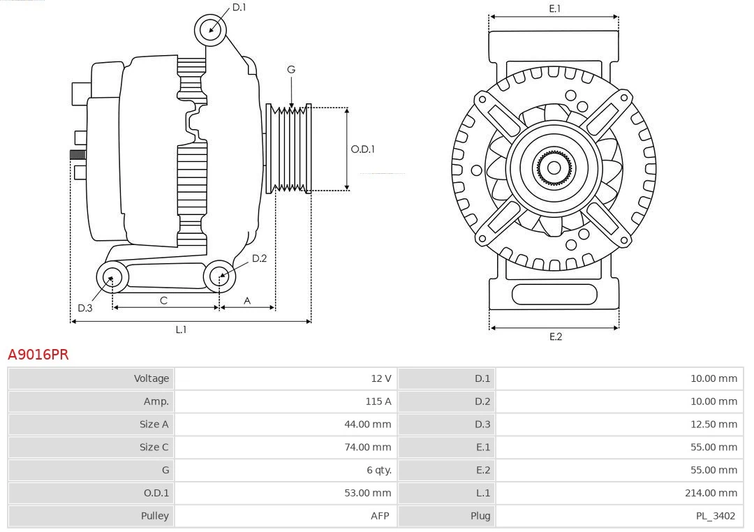 AS-PL A9016PR Alternator