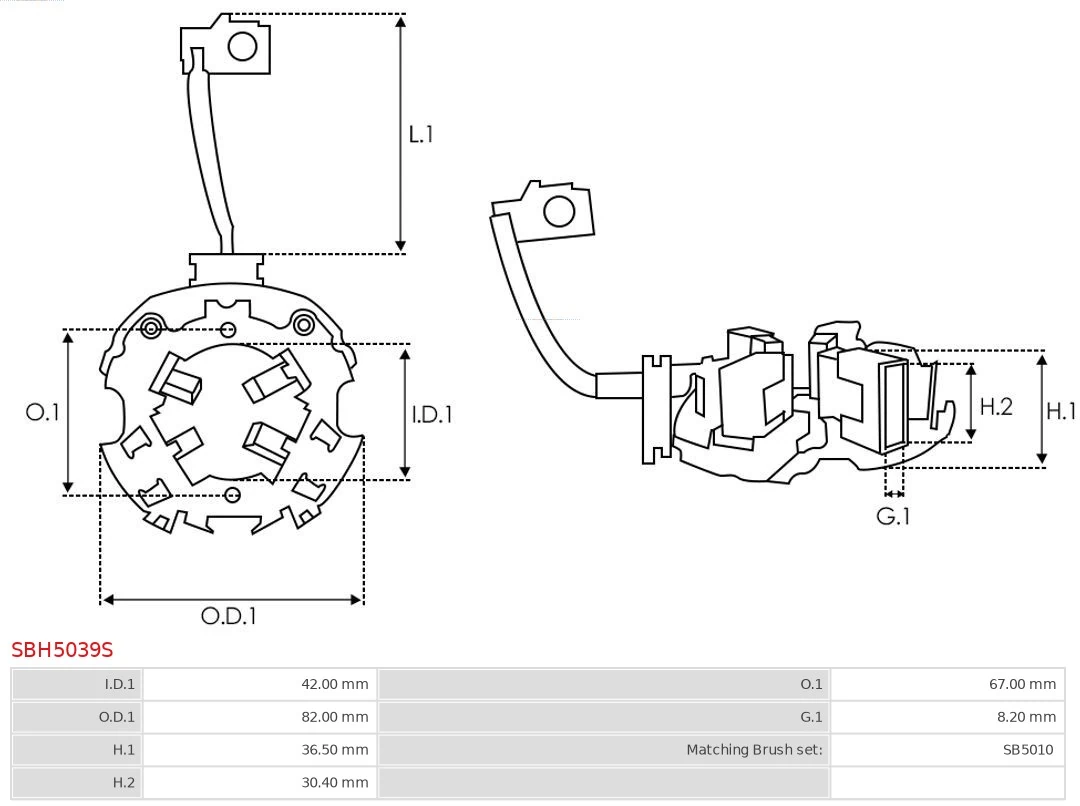 AS-PL SBH5039S Holder, carbon brushes