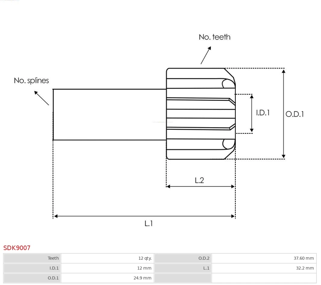 Engranaje de rueda libre, arrancador Nuevo AS-PL SDK9007