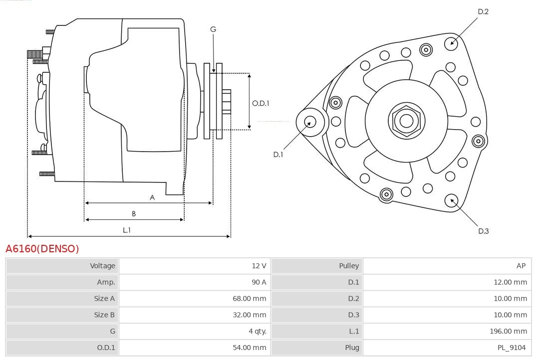 Alternator Brand new Denso A6160(DENSO)