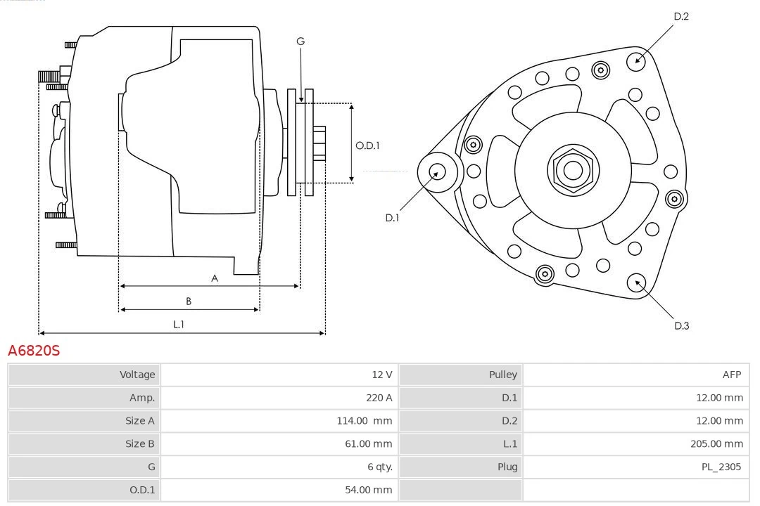 Alternator Brand new AS-PL A6820S