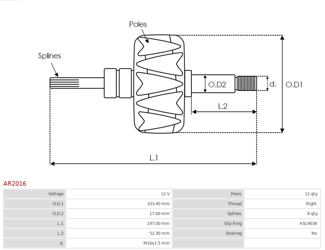 AS-PL AR2016 Rotor, alternator
