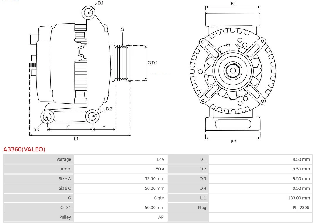 Alternator Brand new Valeo A3360(VALEO)