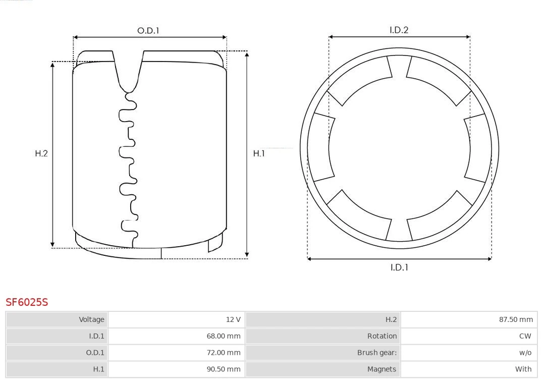 AS-PL SF6025S Field Winding, starter