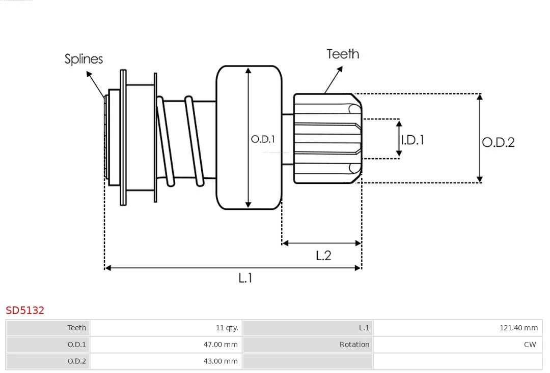 AS-PL SD5132 Freewheel Gear, starter