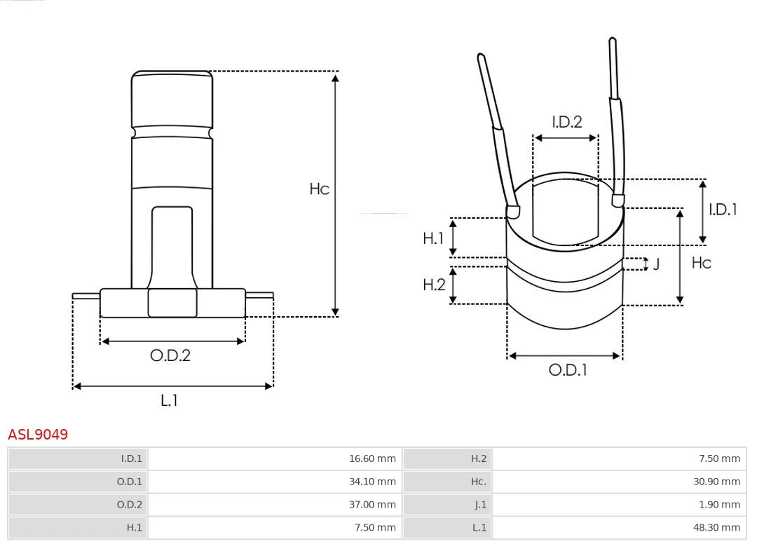 AS-PL ASL9049 Slip Ring, alternator