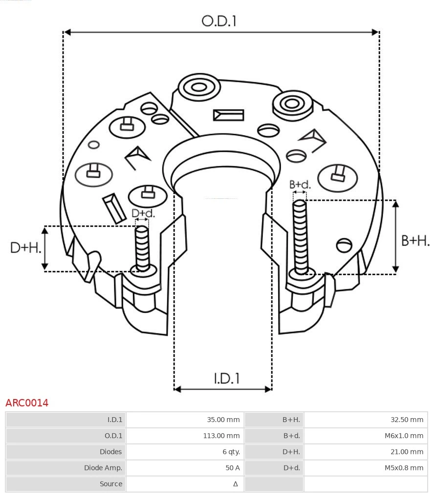 Rectifier, alternator Brand new AS-PL ARC0014