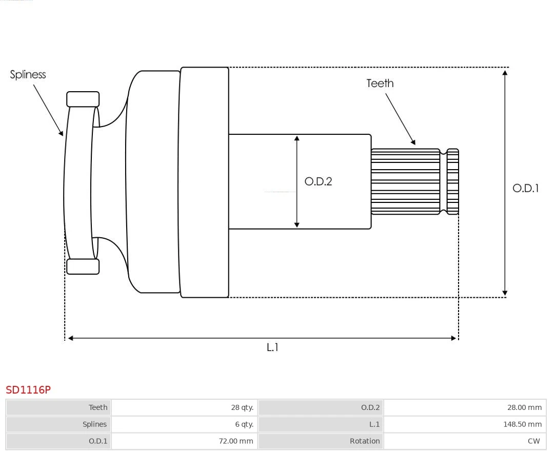 AS-PL SD1116P Pinion, starter