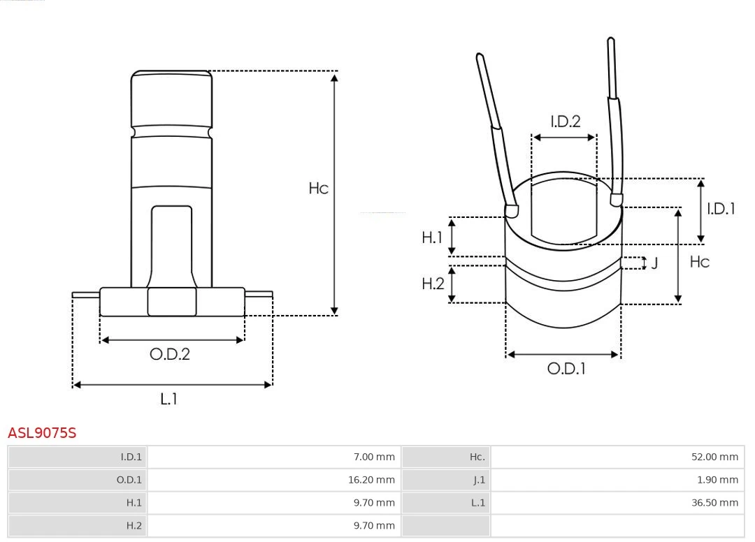 AS-PL ASL9075S Slip Ring, alternator