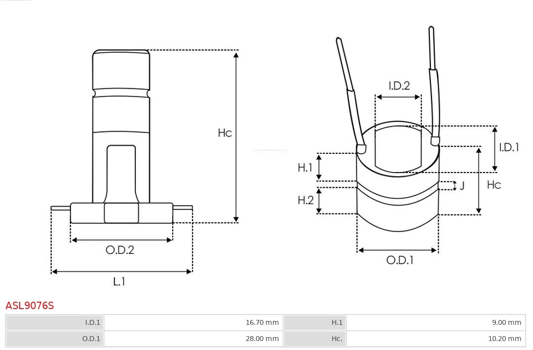 AS-PL ASL9076S Slip Ring, alternator