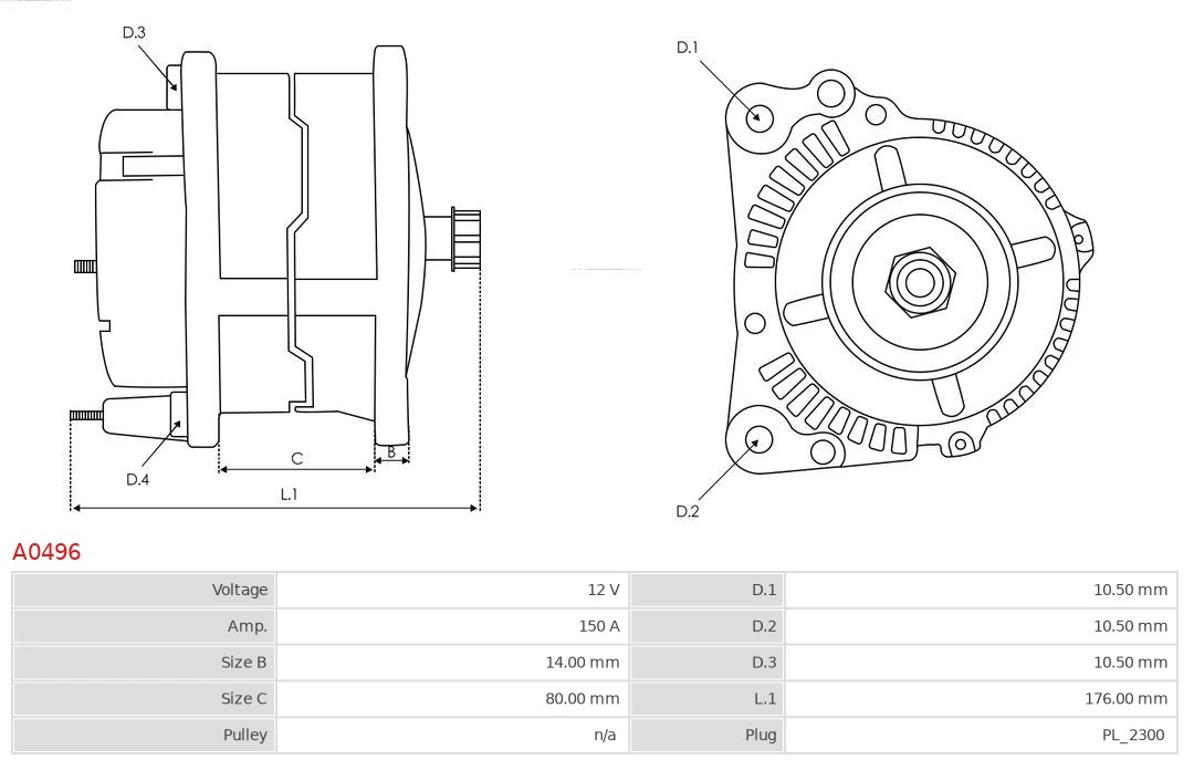 Alternator Brand new AS-PL A0496