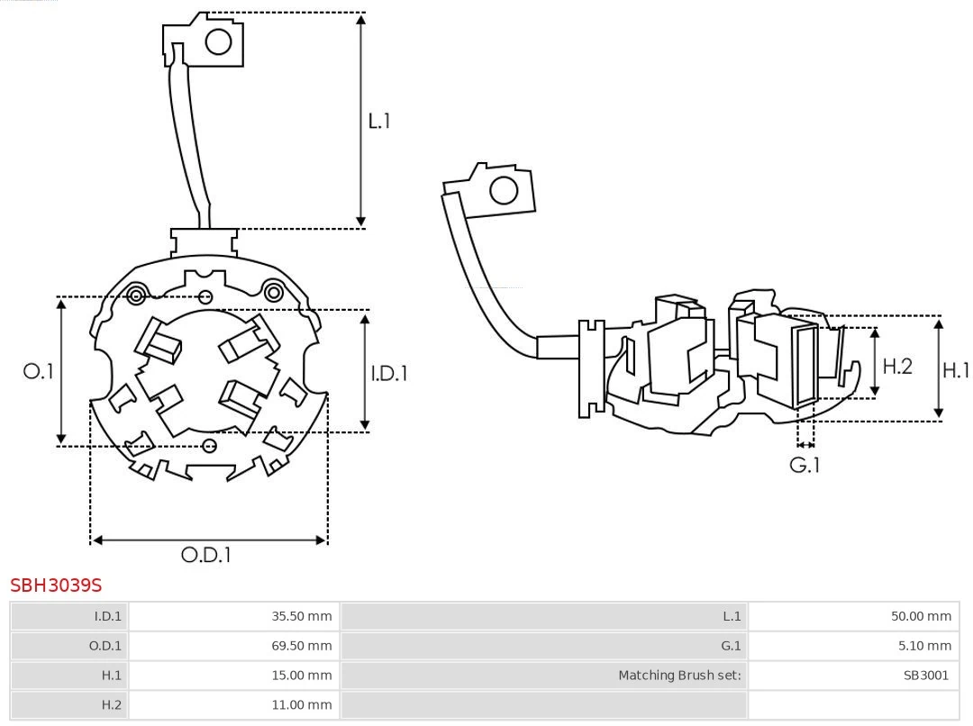 Halter, Kohlebürsten Brandneu AS-PL SBH3039S