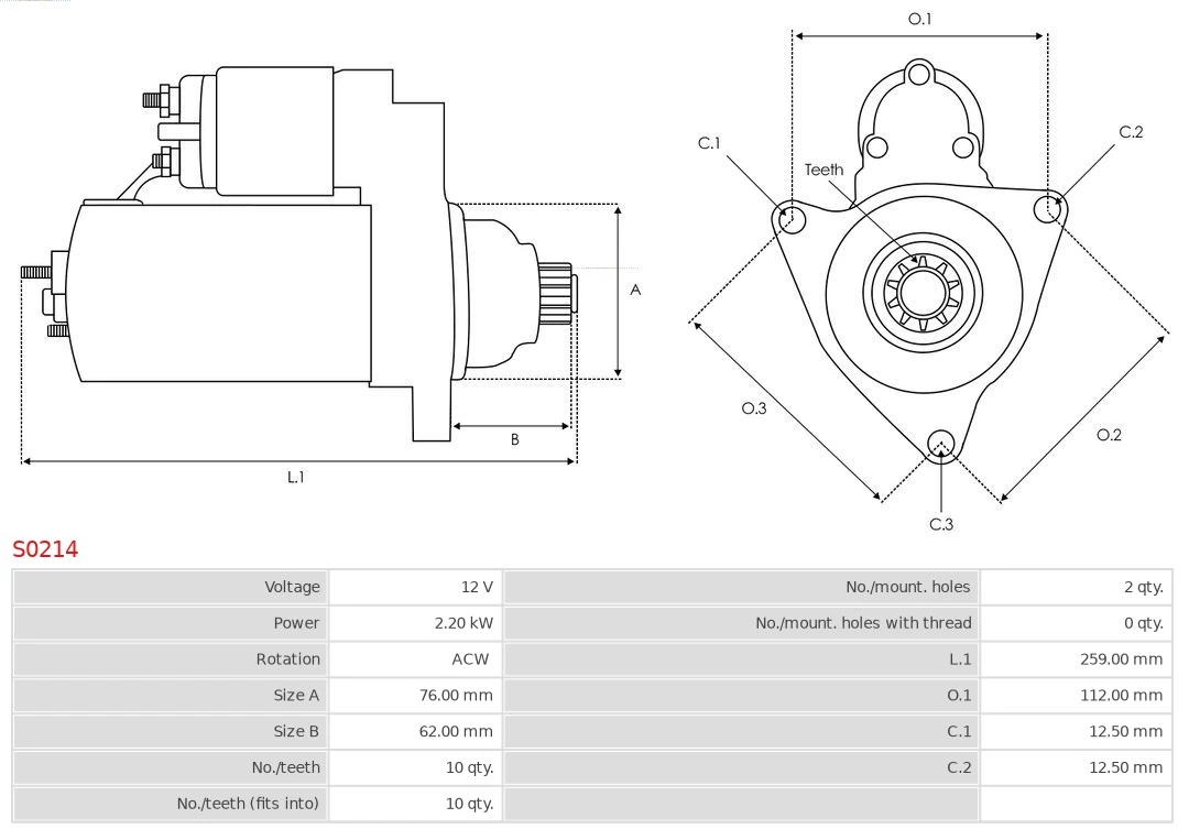 Motor de arranque Nuevo AS-PL S0214