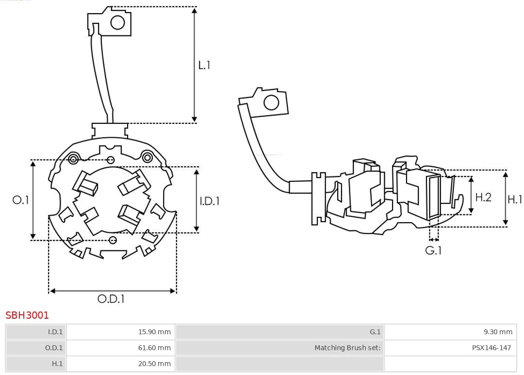 AS-PL SBH3001 Holder, carbon brushes