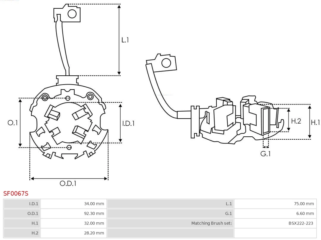 AS-PL SF0067S Holder, carbon brushes