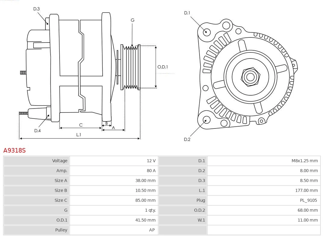 AS-PL A9318S Alternator