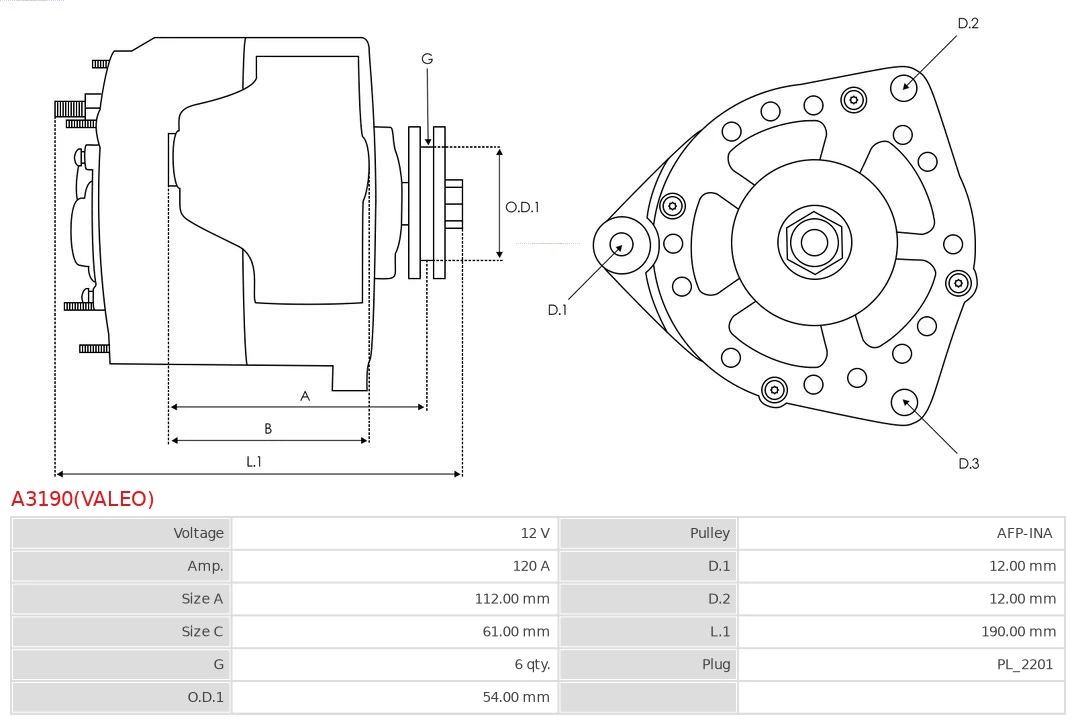 Alternator Brand new Valeo A3190(VALEO)