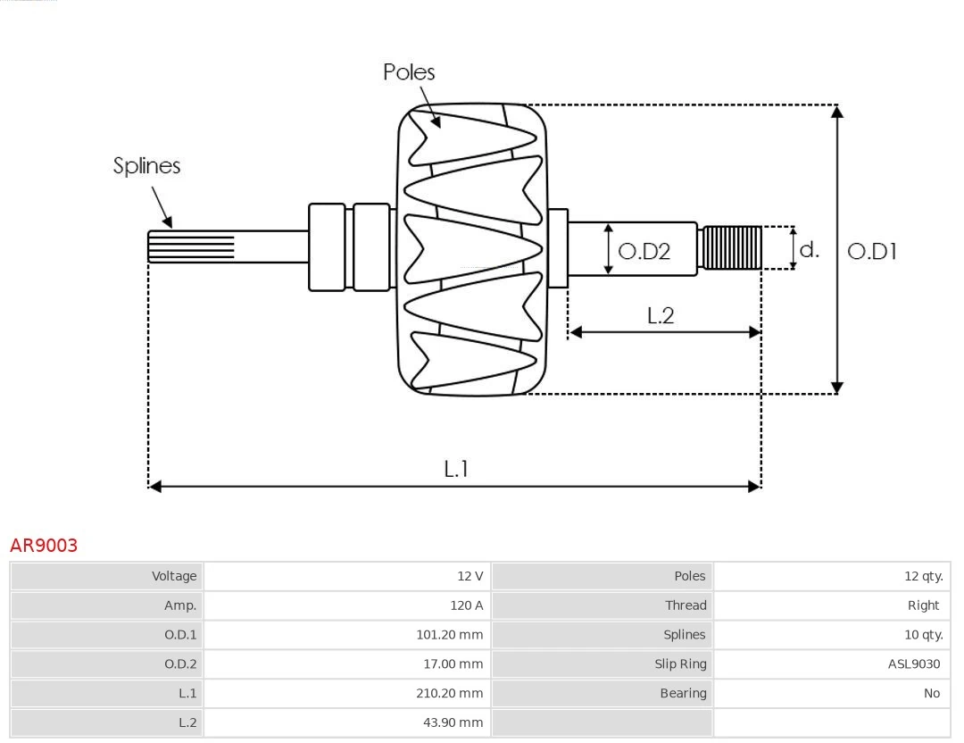 AS-PL AR9003 Rotor, alternator