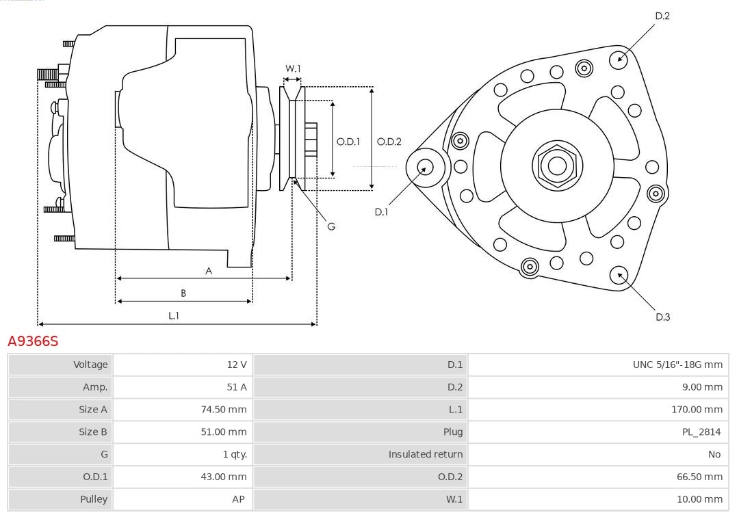 AS-PL A9366S Alternator