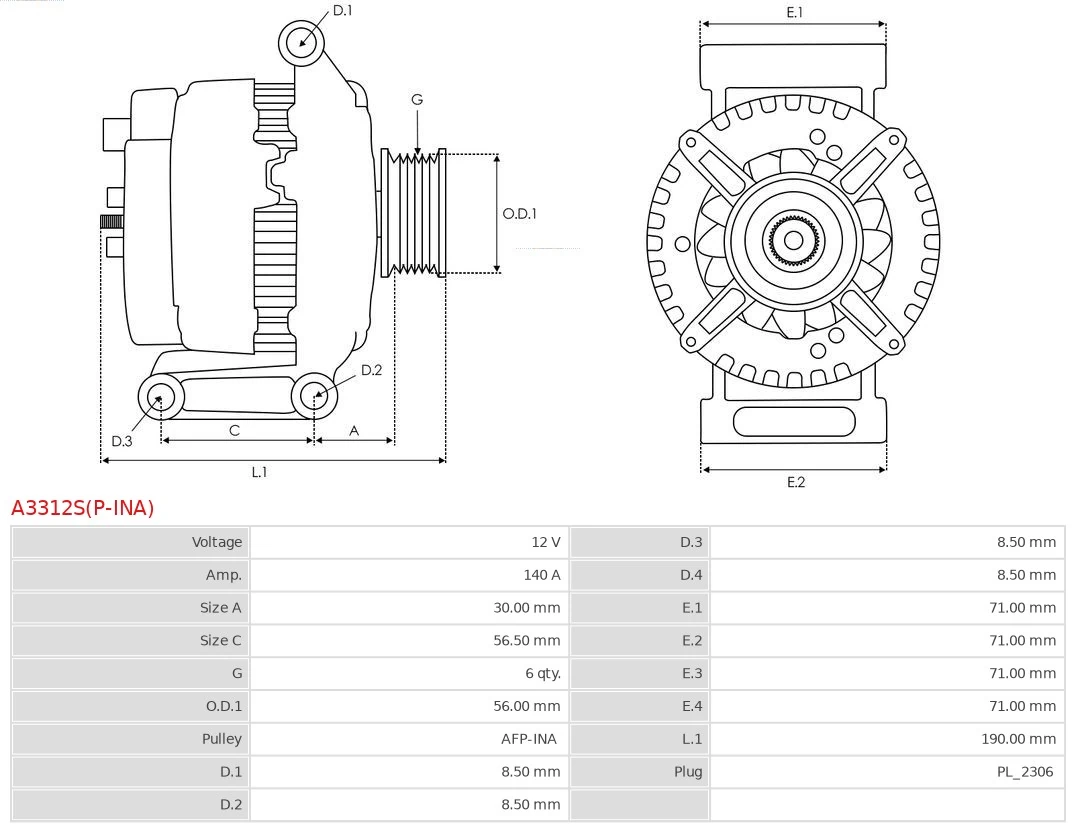 Alternator Brand new AS-PL A3312S(P-INA)