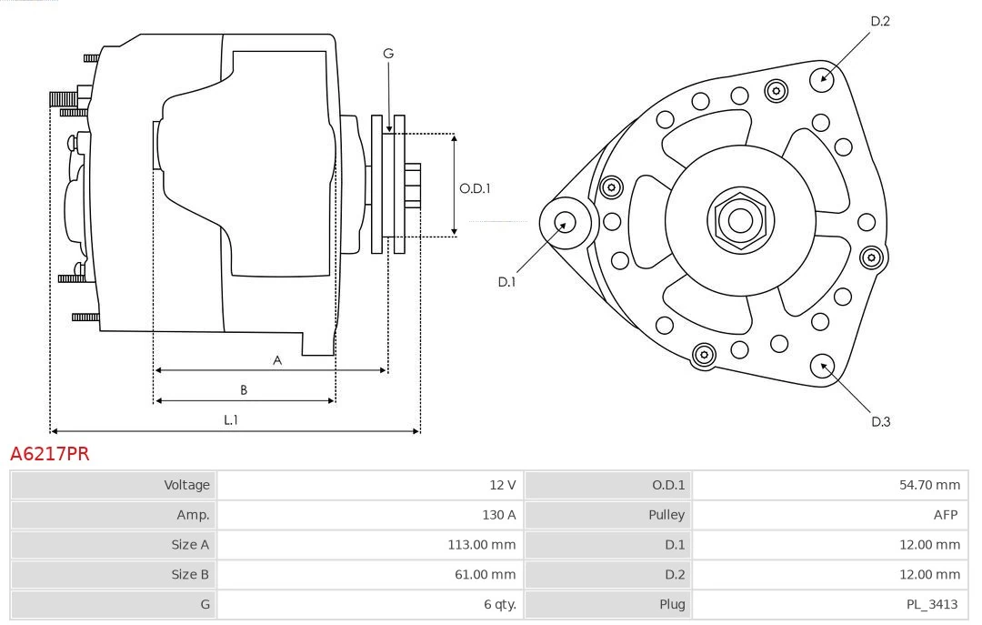 Alternator Remanufactured AS-PL A6217PR