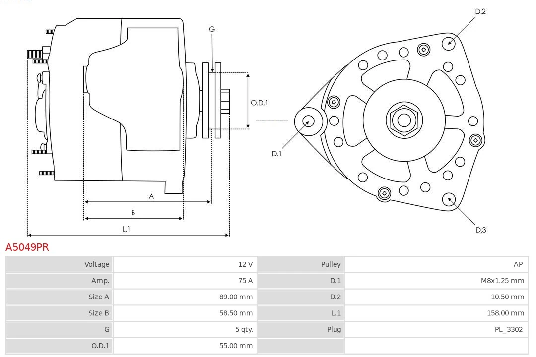 Alternator Remanufactured AS-PL A5049PR