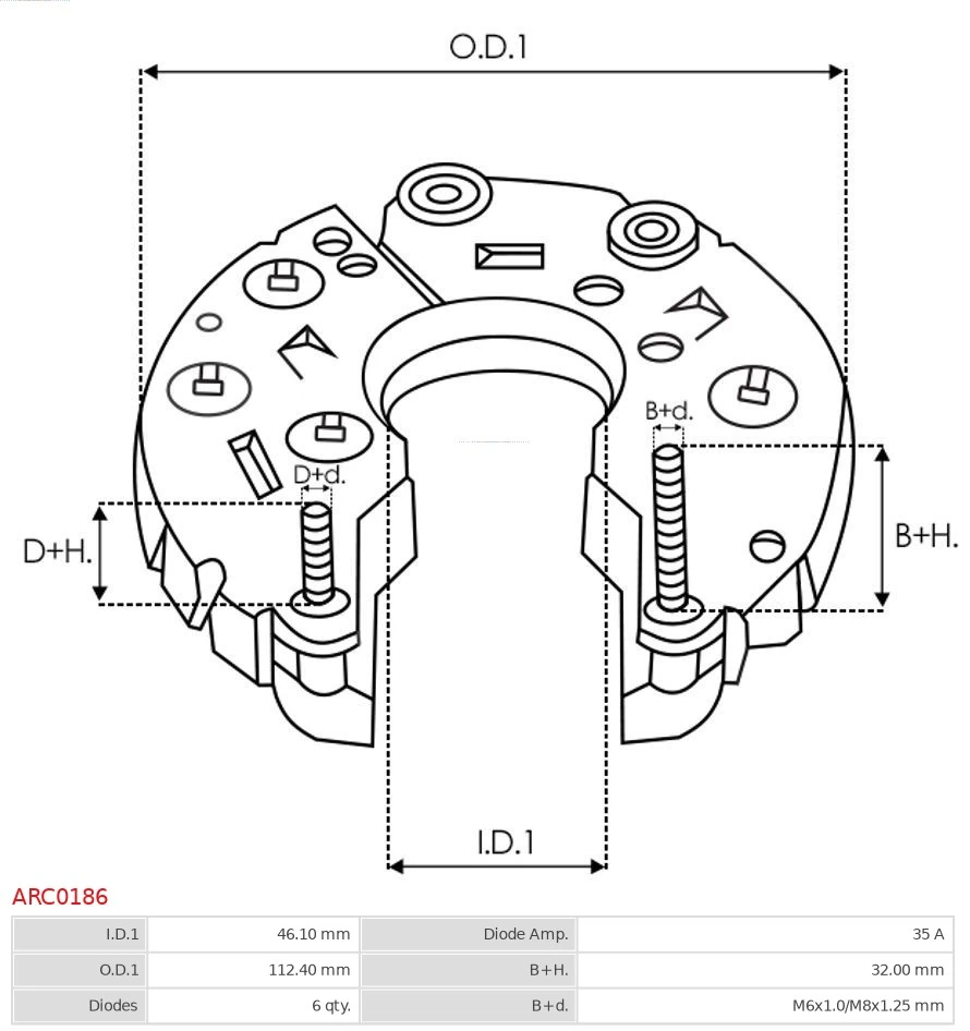 AS-PL ARC0186 Rectifier, alternator