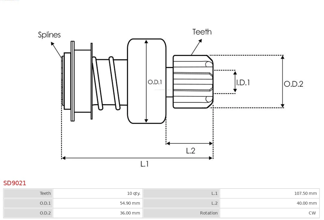 AS-PL SD9021 Freewheel Gear, starter