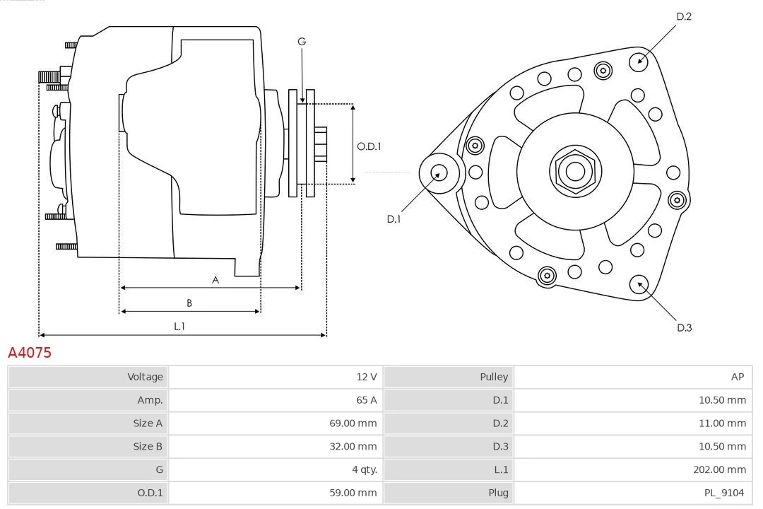 Alternator Brand new AS-PL A4075