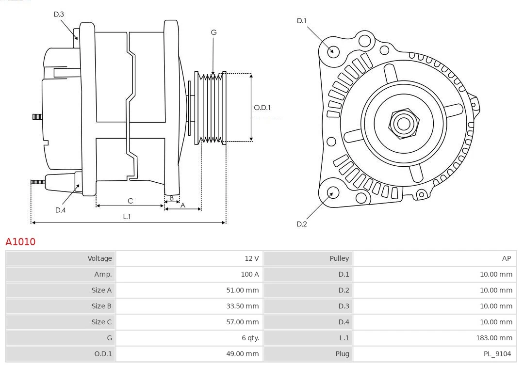 Alternator Brand new AS-PL A1010