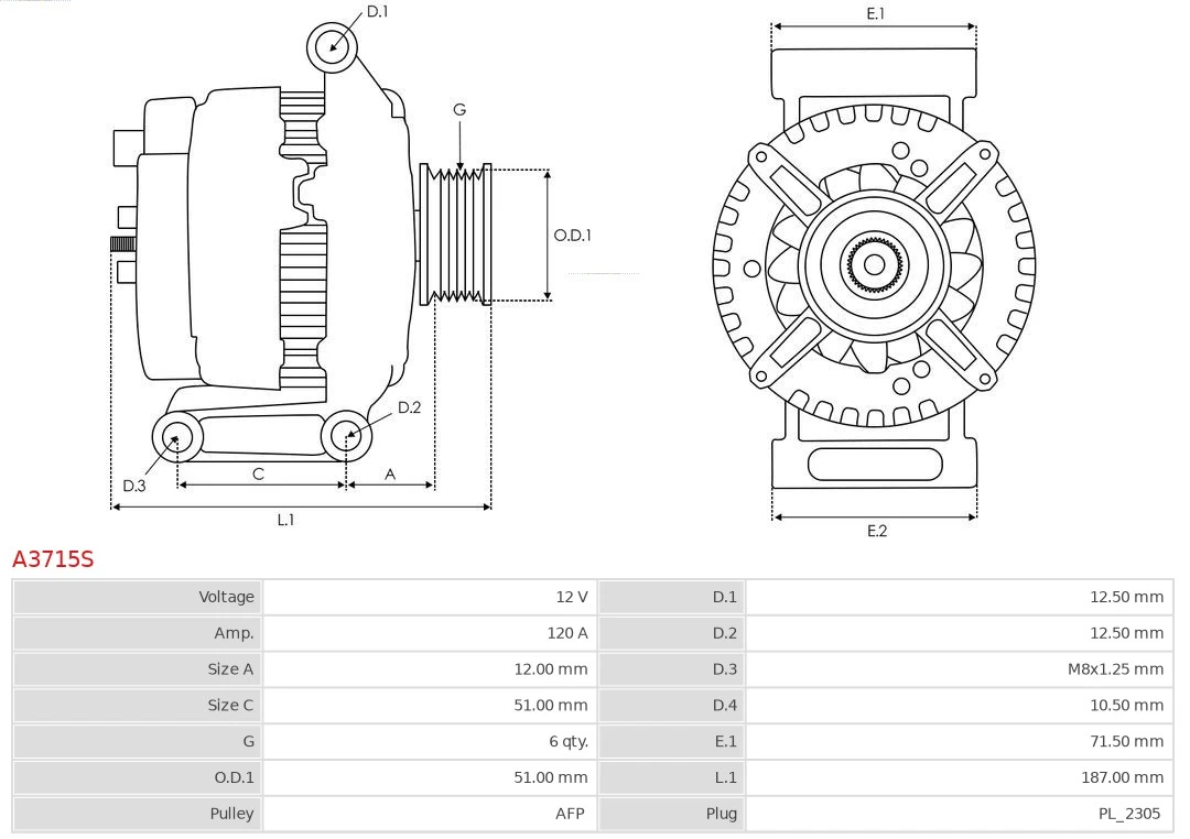 AS-PL A3715S Alternator