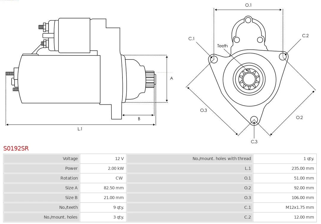 起动机 Remanufactured AS-PL S0192SR