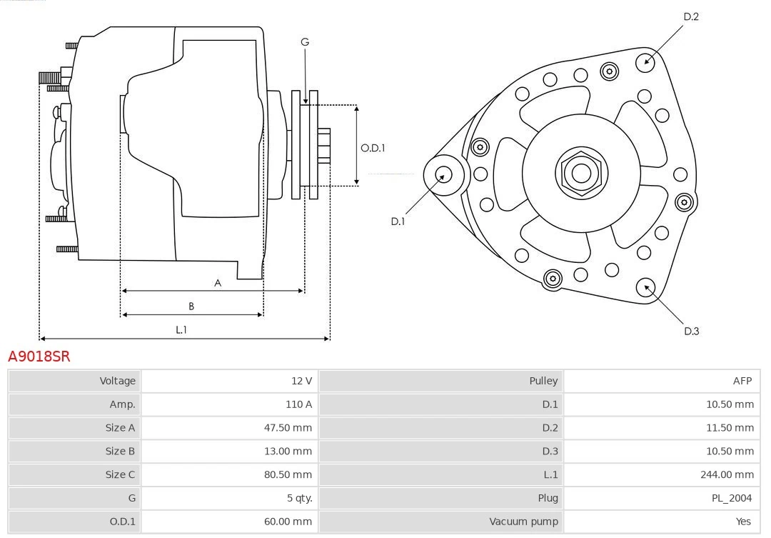 AS-PL A9018SR Alternator