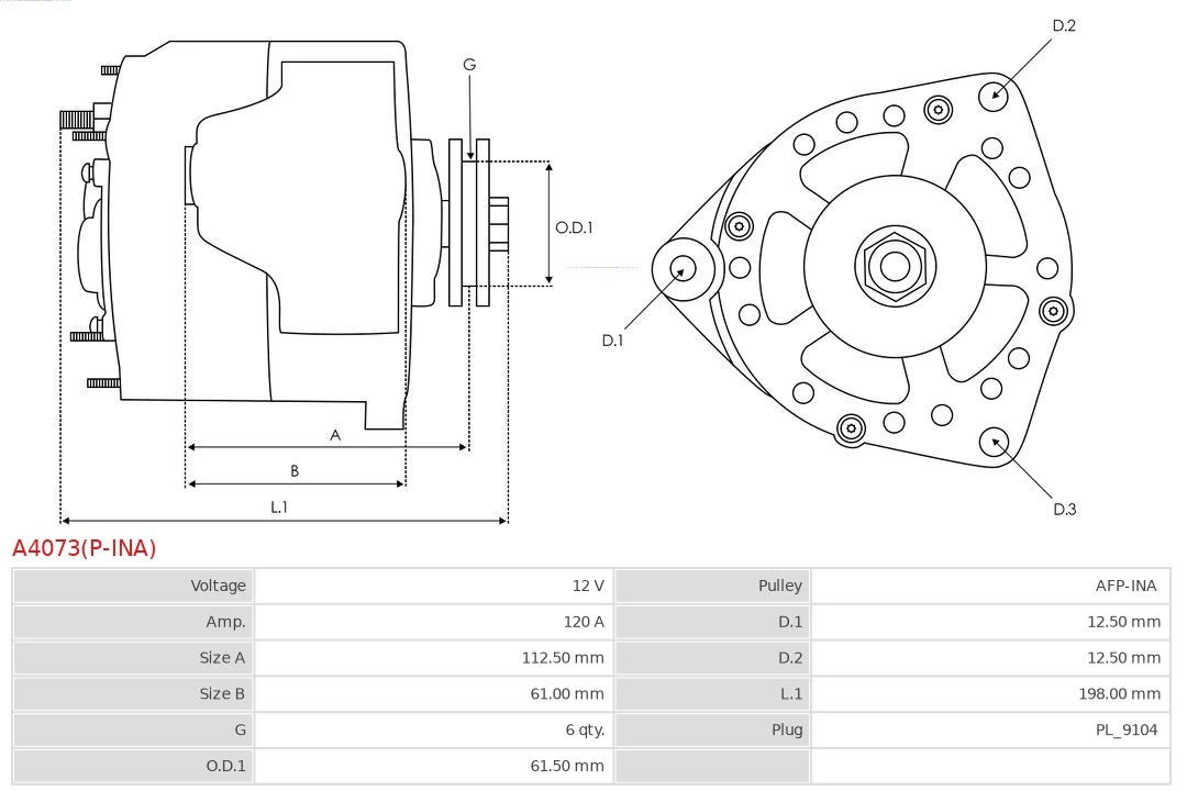 Alternator Brand new AS-PL A4073(P-INA)