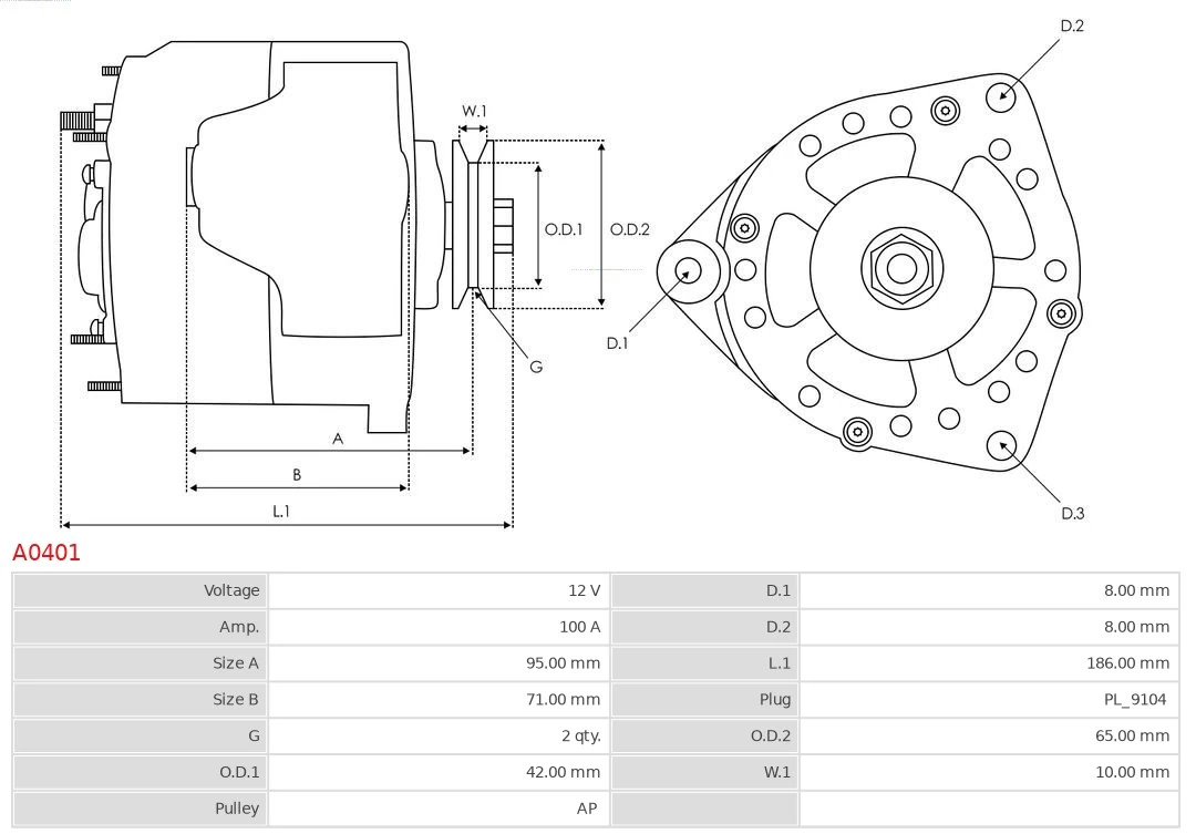 Generator Brandneu AS-PL A0401
