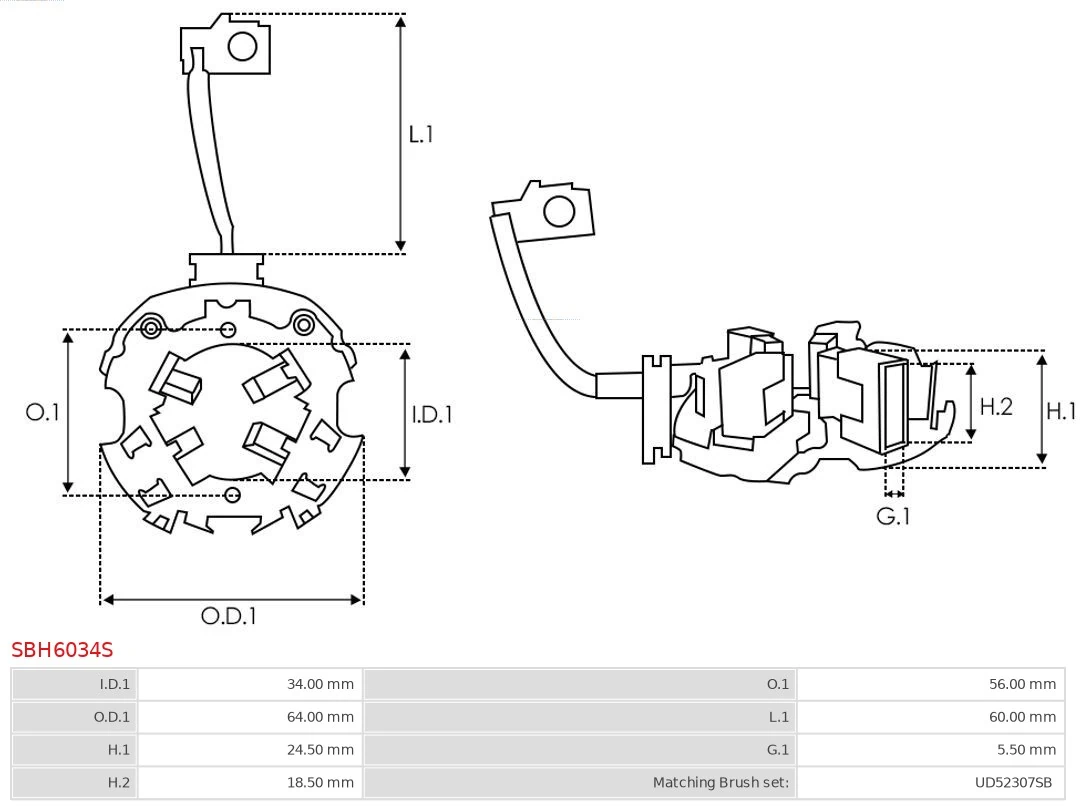 AS-PL SBH6034S Holder, carbon brushes