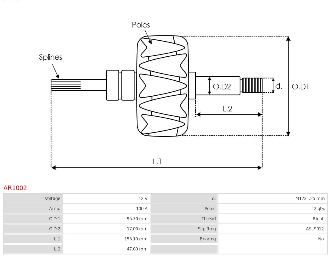 Rotor, alternator Brand new AS-PL AR1002