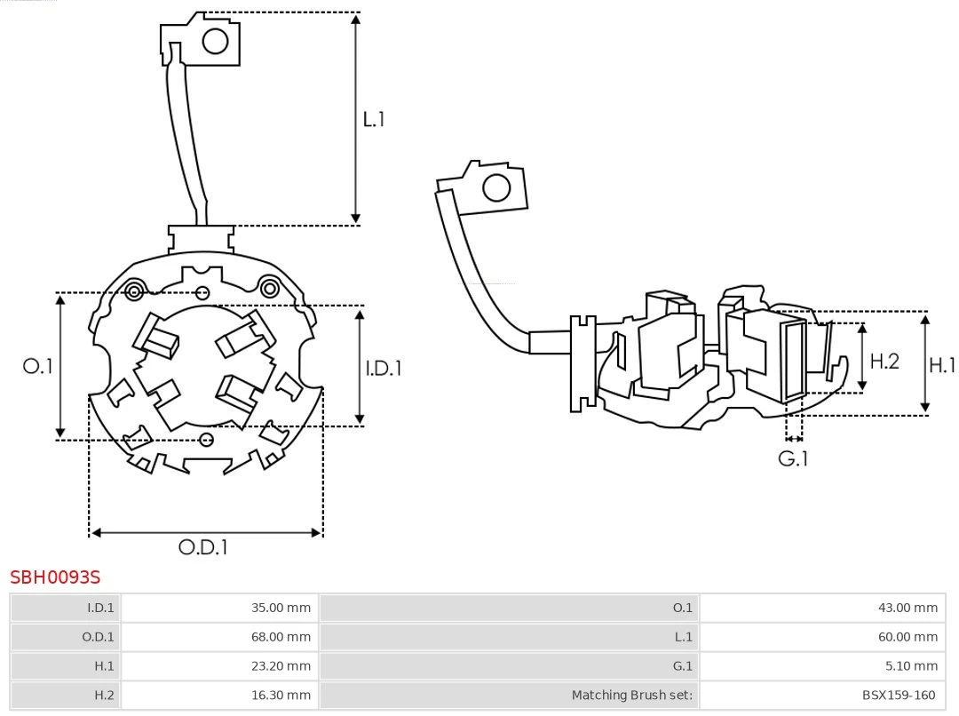 AS-PL SBH0093S Holder, carbon brushes