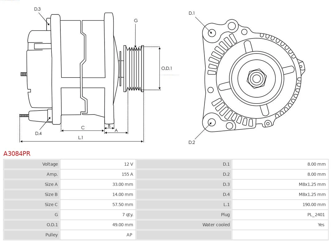 Alternator Remanufactured AS-PL A3084PR