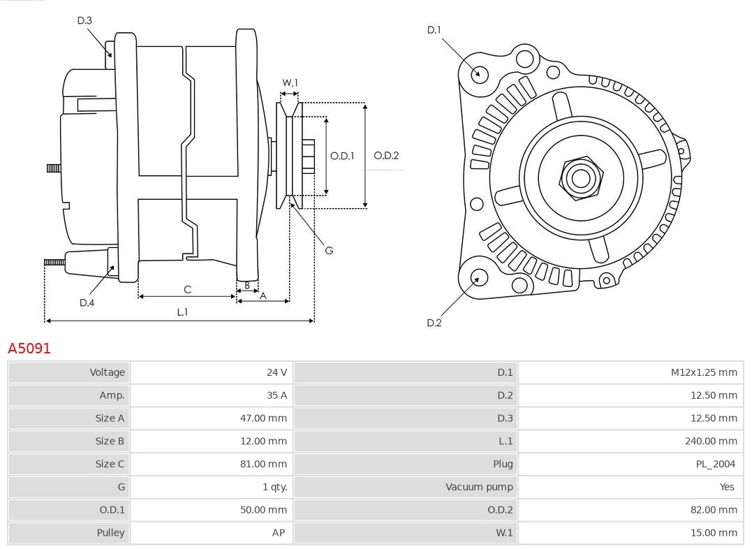 AS-PL A5091 Alternator