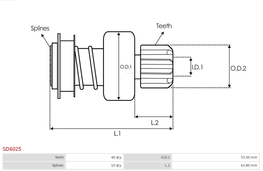 Freewheel Gear, starter Brand new AS-PL SD6025