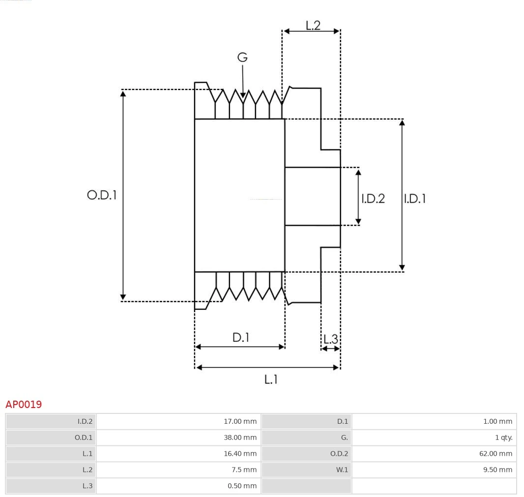AS-PL AP0019 Belt Pulley, alternator
