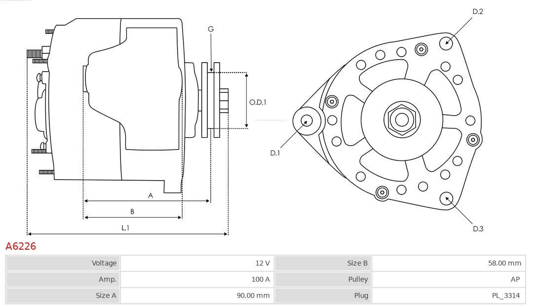 AS-PL A6226 Alternator