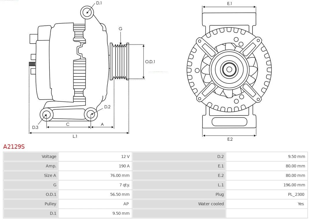 AS-PL A2129S Alternator